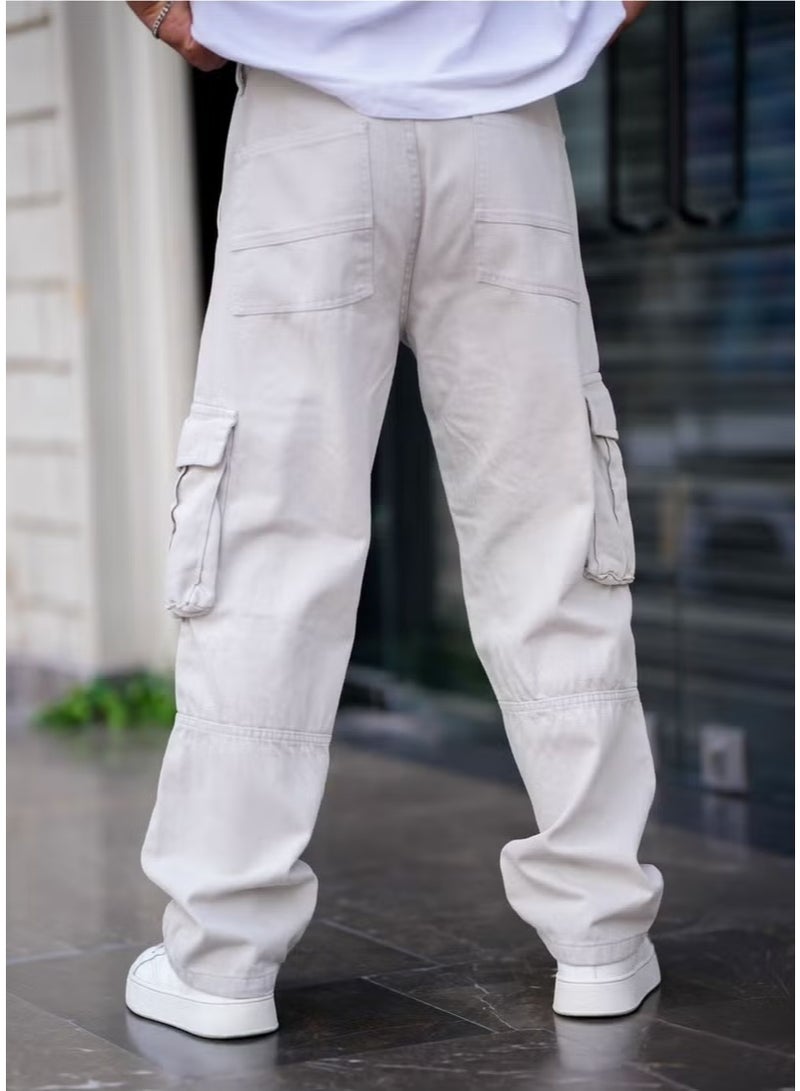 Cool Tarz Cool Style Men's Cargo Pocket Baggy Pants Gray Color - Image 3
